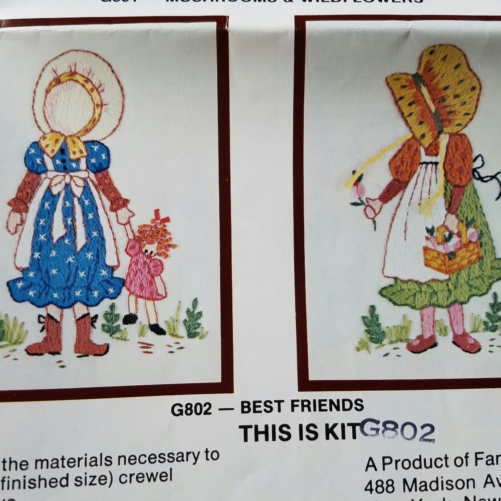 Crewel stitch kit new in package "best Friends"